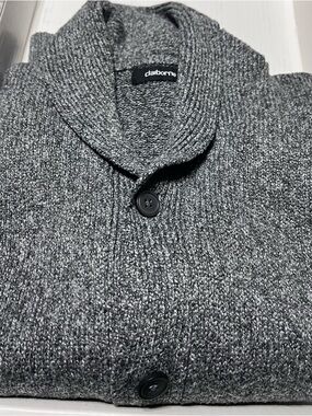 Claiborne Men's Heather Charcoal Shawl Collar Cardigan